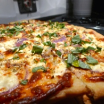 Four Cheese Red Onion and Basil White Pizza