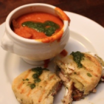 Creamy Tomato Soup & Goat Cheese & Chicken Panini